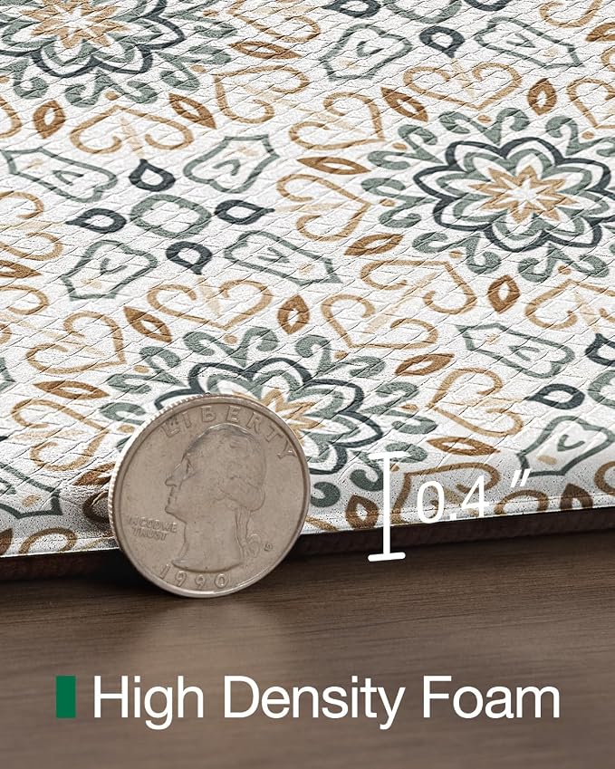 LUMI Anti Fatigue Kitchen Cushioned Mat for Floor, Padded Waterproof Runner for Standing, Stain Resistant Comfort Rugs for Home, Sink, Laundry, 24x87