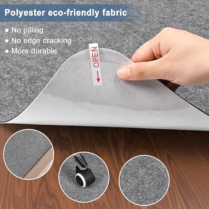 Placoot Office Chair Mat for Hardwood Floor, 55"x35" Computer Chair Rug, Under Desk Mat, Large Anti-Slip Floor Protector for Home Office