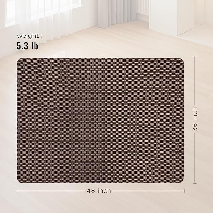 Office Chair Mat for Hard Floors,36"x48" Anti-Slip Waterproof Hardwood Floor Chair Mat,Heavy Duty Floor Protector Rolling Chairs for Home Office(Coffee)