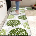 Kitchen Mats Set of 2 Cushioned Anti Fatigue Kitchen Rugs Non Slip Waterproof Kitchen Runner Memory Foam Kitchen Floor Mat Comfort Standing Mat for Sink,Office,Laundry, Green
