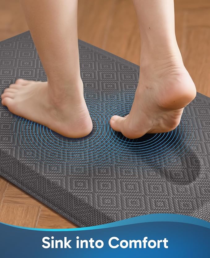 Ophanie Kitchen mats for Floor, Kitchen Rugs, 20x32 Anti Fatigue Standing Cushioned Mat, Waterproof, Comfort Ergonomic mat for Office, Home, Sink, 3/4 inch Thick Memory Foam Charcoal Non-Slip Bottom