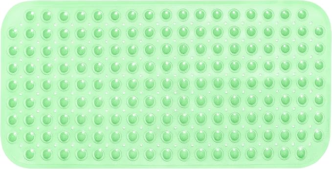 Large Non-Slip Bathtub & Shower Mat 31 inch x16 inch (Smooth/Non-Textured Tubs Only) Safe, Clean, Machine-Washable, Superior Grip&Drainage, Vinyl, Transparent Light Green, Medium