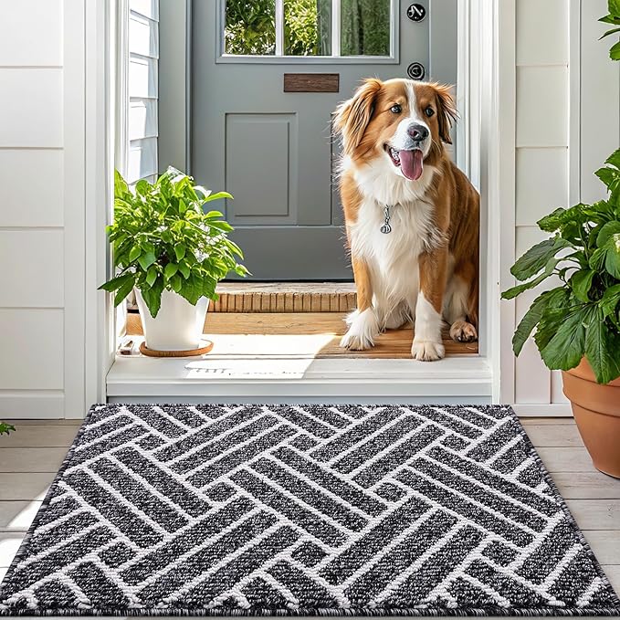 OLANLY Runner Indoor Door Mat, 59x23 Inch, Dirt Resistant and Absorbent, Non-Slip Rubber Backing Floor Mats, Easy Clean Low-Profile Doormat for Entryway, Front Door, and Inside Entrance, Black