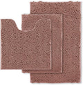 Chenille Bathroom Rugs Set 3 Piece Bath Mats for Bathoom Non-Slip Luxury Bathroom Rug Extra Soft and Absorbent Shaggy Rugs Washable Dry Plush Area Carpet
