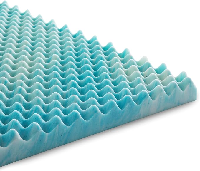 Linenspa 2 Inch Gel Memory Foam Mattress Topper – Egg Crate Style, Reversible for two feels – Promotes Airflow & Relieves Pressure Points – Twin