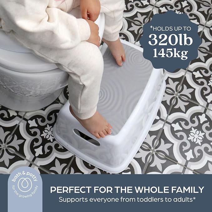 Dreambaby Toddler & Me Step Stool Potty Seat Training Aid with Anti-Slip Sure-Grip Steps, Holds up to 320 lbs for Kids & Adults, Grey