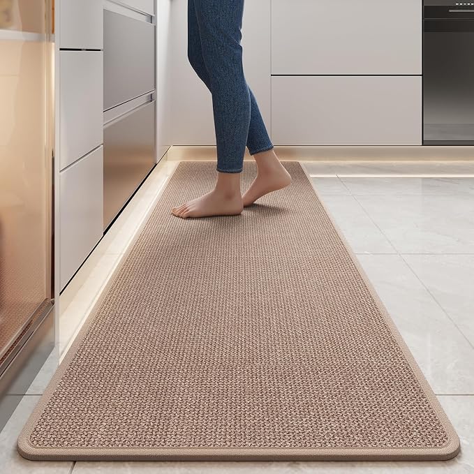 YDKGL Durable Non-Slip Kitchen Mats，Kitchen Mats in Front of Sink,Quick Drying Mat for Kitchen Counter, 17x59 Brown Water and Oil Absorbent Runner Rugs for Kitchen