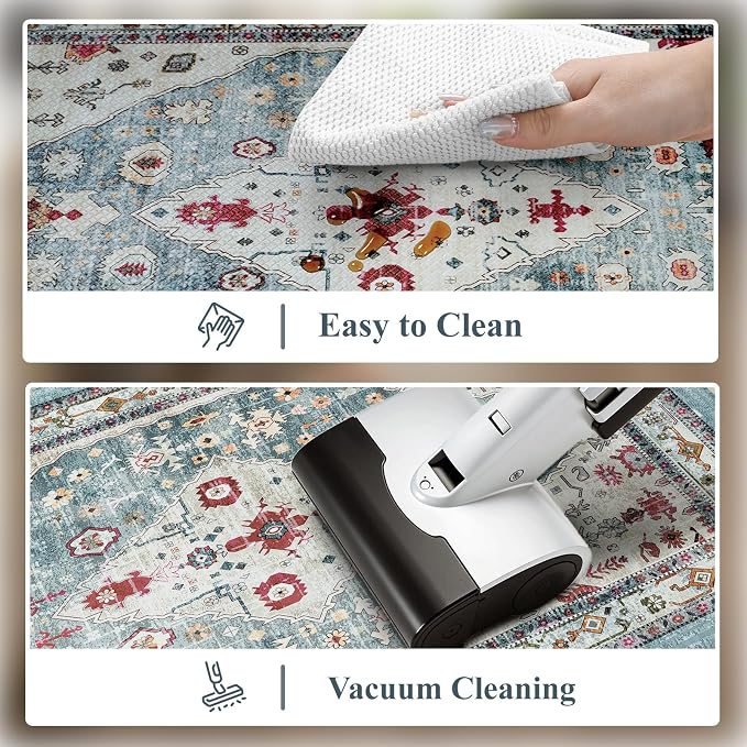 Collive Boho Kitchen Rugs and Mats 2PCS Cushioned Anti-Fatigue Floor Mat, Waterproof Kitchen Rug Set of 2 Non-Skid Comfort Standing Mat for Kitchen,Home,Office,Sink,Laundry,17.3"x29"+17.3"x47"