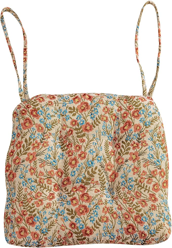 vctops Farmhouse Floral Print Chair Cushions with Ties U-Shaped Soft Comfortable Chair Pads Non Slip Seat Cushions for Indoor Dining Room and Kitchen Chairs (Flower G,16"x16")
