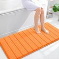 OLANLY Memory Foam Bath Mat 47x24, Super Soft Absorbent Bathroom Rugs, Quick Dry, Machine Washable Shower Floor Rugs, Bathmat Carpet, Bathroom Home Decor Accessories, Orange