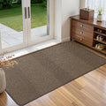 Ultra Thin Door Mat Indoor Entrance 24"x47", Low-Profile Indoor Door Mat, Non Slip Rubber Backing Welcome Entry Mat, Dirt Trapper Entryway Mat Inside Doormat, Brown