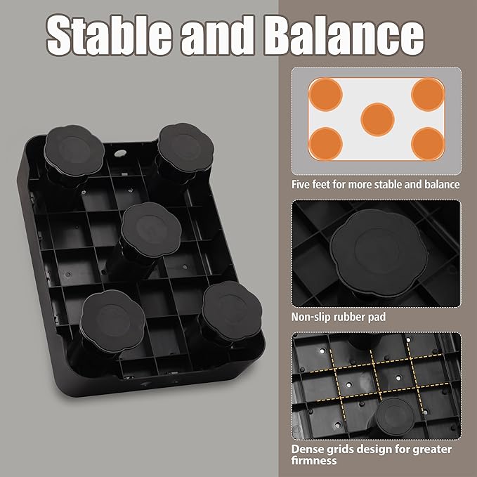 CHIKILLA Adjustable Step Stool for Bedside High Beds, Glow in the Dark Bed Steps for Adults Elderly, 650LBS Heavy Duty Non-Slip Safety Platform for Car, Bathtub, Kitchen, 3 Height Settings 3.7"-5.9"