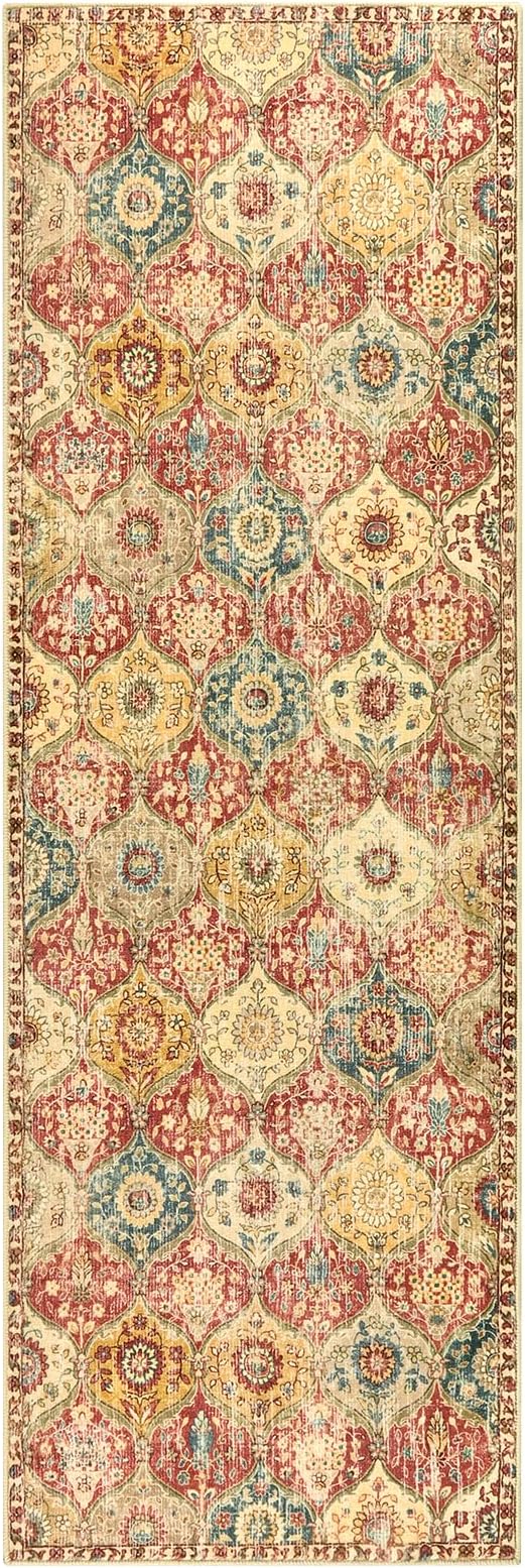 Lahome Moroccan Trellis Washable Runner Rug, 2x6 Kitchen Runners for Hallways 6 Feet Non Slip, Vintage Laundry Room Rug Ultra-Thin Carpet for Bathroom Bedroom Entryway Elise, Red/Orange
