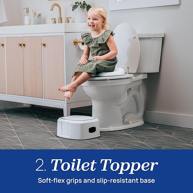 Chicco 3-in-1 Potty Training System, Toddler Training Potty, Toilet Topper, Step Stool, Easy-Clean, Anti-Slip Base, Adjustable Spray Shield
