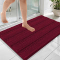 OLANLY Thick Bathroom Rugs 36x24, Extra Soft Absorbent Chenille Striped Bath Rugs, Rubber Backing, Machine Wash Dry, Bath Mats for Bathroom Floor, Tub and Shower, Home Decor Accessories, Burgundy