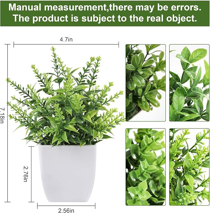 Der Rose 4 Pack Fake Plants Mini Artificial Greenery Potted Plants for Home Decor Indoor Office Table Room Farmhouse