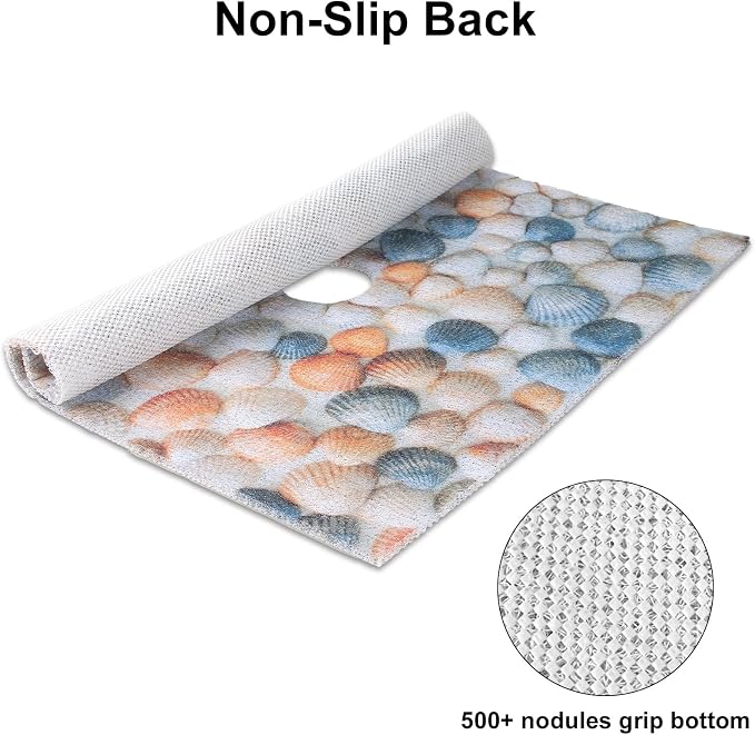Square Shower Mat, Yonala 27 x 27 Inch Stylish Non Slip Shower Mats for Inside Shower with Central Drain Hole, Soft Trimmable PVC Loofah Anti Slip Shower Mat for Walk in Shower Stall, Quick Drying
