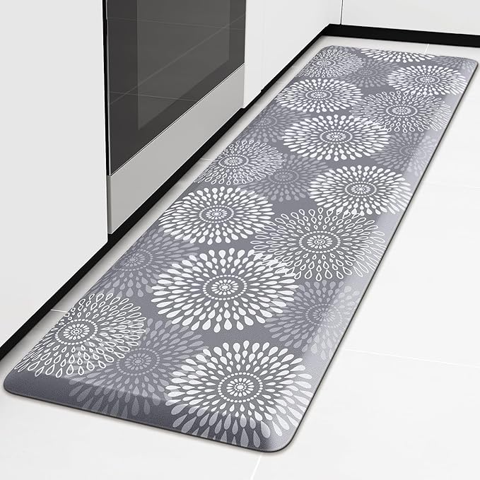 LuxStep Kitchen Mat Waterproof Kitchen Rugs for Floor Cushioned Anti-Fatigue Mat Non-Slip Standing Desk Mat Comfort Floor Mats for House Sink Office 17.3" x 60" Grey