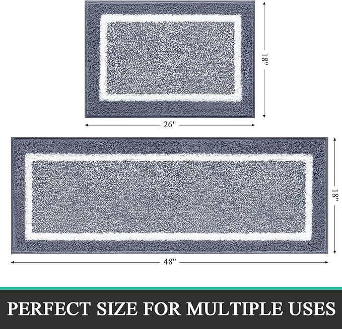 Pauwer Bathroom Rugs Sets 2 Piece, Non Slip Bath Mats for Bathroom, Absorbent Bath Rugs Floor Mat, Machine Washable Shower Rugs for Bath Floor, Tub and Shower