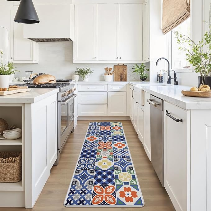 GENIMO Anti Fatigue Kitchen Mats for Floor, Cushioned Non Slip Kitchen Rug, Waterproof Kitchen Floor Mat Runner, Kitchen Mat for Laundry, Sink, Office, Entryway, 23.6"x71", Blue