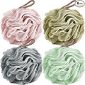 Fu Store Loofah Sponge Shower Loofahs 50g Bath Sponges Mesh Balls 4 Colors for Body Scrubber Exfoliator Wash Back Scrubbers Bathroom Men Women - 4 Pack Cleaning Bathing Accessories