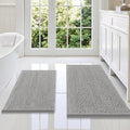 Smiry Bathroom Rugs Sets 2 Piece, Soft Absorbent Chenille Machine Washable Non Slip Shaggy Bath Rug Set for Tub, Shower, and Floor (36x24+30x20, Light Grey)