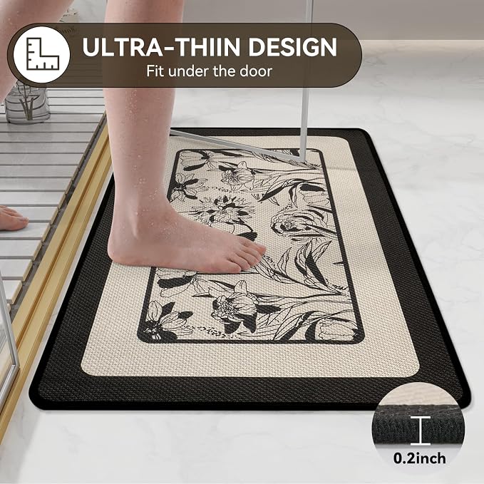YDKGL Bathroom Rugs, Ultra Thin Bath Mat Fit Under Door Super Absorbent Non Slip Quick Dry Bath Mat, Rubber Backing Shower Mat Outside Shower