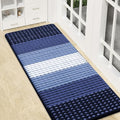 Kitinjoy Indoor Outdoor Door Mat, 47x17 Non-Slip Absorbent Dirt Trapper, Low-Profile Washable Inside Entrance Front Floor Mat, Sturdy Soft Entry Dotted Ombre Doormats for Entryway, Navy Blue