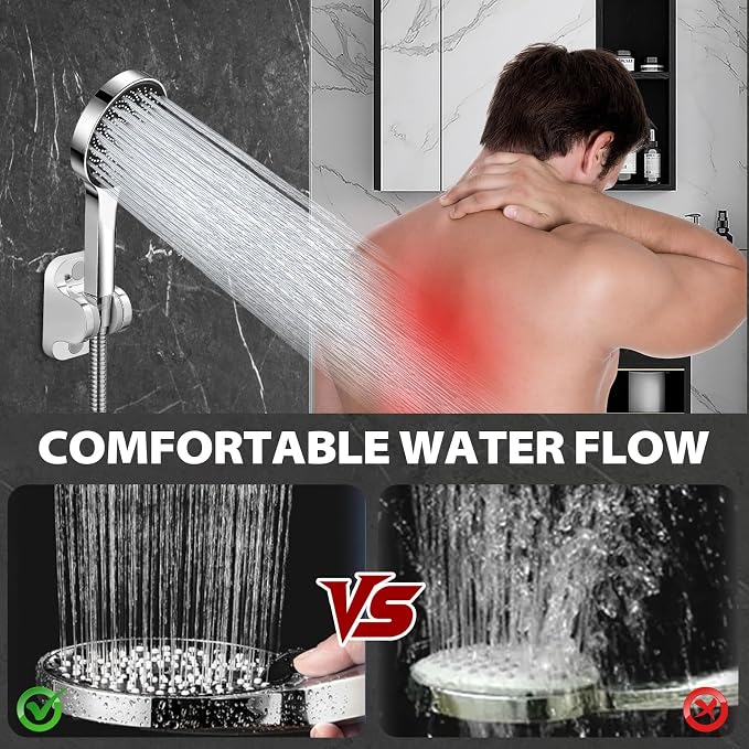 Shower Head,12”Rain Shower Head with Handheld Spray Combo and Adjustable Extension Arm/Shower System,High Pressure Rain Fall Hose,Chrome