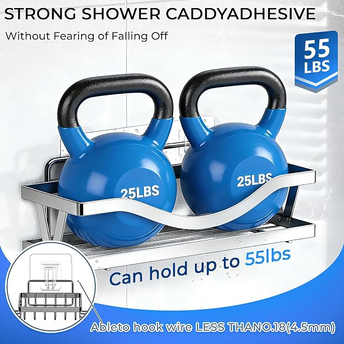 Shower Caddy Adhesive Replacement Hooks, Heavy Duty Waterproof Strips, No Drilling for Bathroom Shelves, Kitchen Racks, and Soap Holders (Transparent-4 Pack 3 Hook)