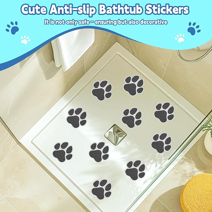 Secopad Non-Slip Bathtub Stickers, 20 PCS Large Safety Bathroom Tubs Showers Treads Adhesive Decals with Premium Scraper (Black)