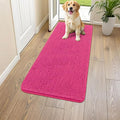 Smiry Dog Door Mat for Muddy Paws 47x24, Absorbent Dirt Trapper, Non-Slip Washable Chenille Entryway Rug for Inside Floor, Hot Pink, Classic Solid