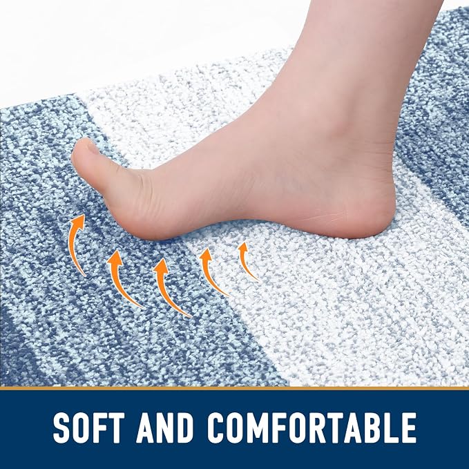Smiry Dog Door Mat for Muddy Paws, Absorbs Moisture and Dirt, Low-Profile Entryway Mat with Non-Slip Backing, Entry Indoor Outdoor Doormat for Inside Floor (71x47 Inches, Light Blue, Striped)
