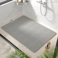 HITSLAM Non Slip Bathtub Mat 40 x 28 Inch, Extra Long Bath Mat for Tub, Soft PVC Loofah Shower Floor Mat with Drain, Quick Drying Bathroom Tub Mat for Wet Area, Without Suction Cup, Grey
