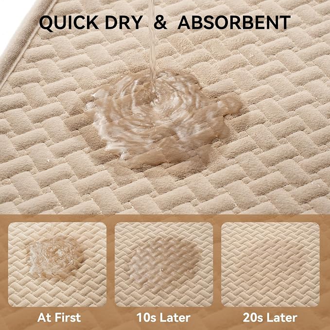 YDKGL Bathroom Rugs Non Slip, Extra Soft Absorbent Quick Dry Bath Mats, Foam Weave Texture Thin Bath Rugs Washable with Rubber Backing, 24" x 48“
