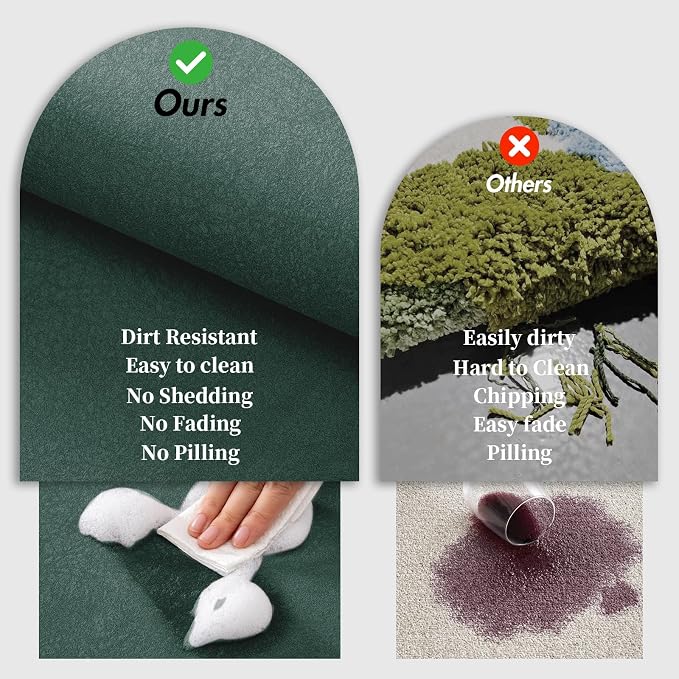 RUERYA Bathroom Runner Mat Rug Long-Bath Mat for Bathroom Non Slip Absorbent Quick Dry Thin Bath Rug-Bath Floor Mat Rubber Backed Bathmat-Shower Rug Easy Care, 15.7"x47.2", Dark Green