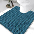 Smiry Bathroom Toilet Rugs U Shaped 24x20, Extra Soft Absorbent Non Slip Rubber Backing Chenille Contour Bath Rugs for Toilet, Machine Washable Contoured Bath Mats, Peacock Blue