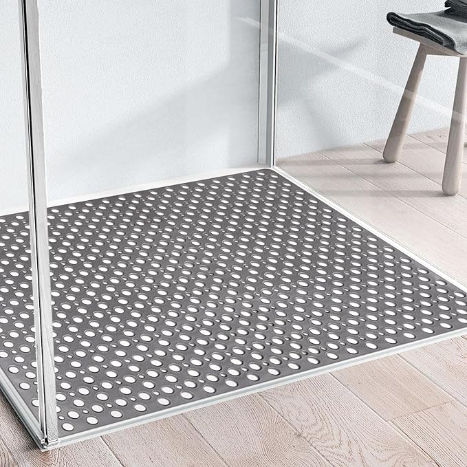 Extra Large Shower Mat, Yonala 47 x 32 Inch Non Slip Shower Mats for Inside Shower, Soft TPE Shower Floor Mat with Suction Cups and Drain Holes, Machine Washable Bathroom Shower Mat, Easy to Clean