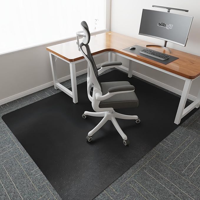 Tydle Chair Mat for Carpet, 60" x 46" Non-Slip Chair Mat for Carpeted Floors, Heavy Duty Computer Under Desk Plastic Floor Mat with Grips, Carpeted Floor Protector for Home Office (Black)
