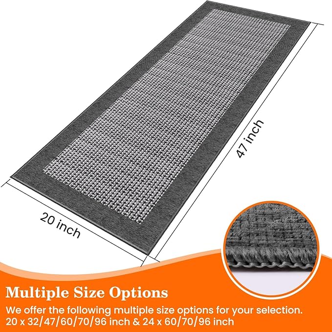 StepRite Kitchen Rugs, Kitchen Mat for Floor, 47"x20" Non-Slip Machine-Washable Commercial Floor Mat, Absorbent Heavy-Duty Rug for Office & Home, Sink Standing Mat, Entryway Carpet, Door Mat, Grey