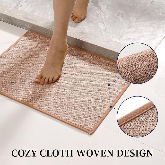 YIHOUSE Pink Bathroom Rugs Sets 3 Piece, Quick Dry Thin Bath Mat with Toilet Rug, Non Slip Absorbent Machine Washable, Bath Runner Rugs for Bathtub Sink Home Decor
