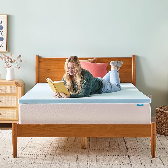 Linenspa Memory Foam Mattress Topper, Full XL Size - 2 Inch Gel Infused Memory Foam - Plush Feel - Cooling and Pressure Relieving - CertiPUR Certified