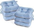 BETU Chair Cushions for Dining Chairs Set of 6,Seat Cushion Kitchen Table Chair Pads with Ties,Non Slip Backing and Covers, Seat Cushions for Dining Room,Bar,Patio Chairs,15.5"X15.5"X3.5",Blue