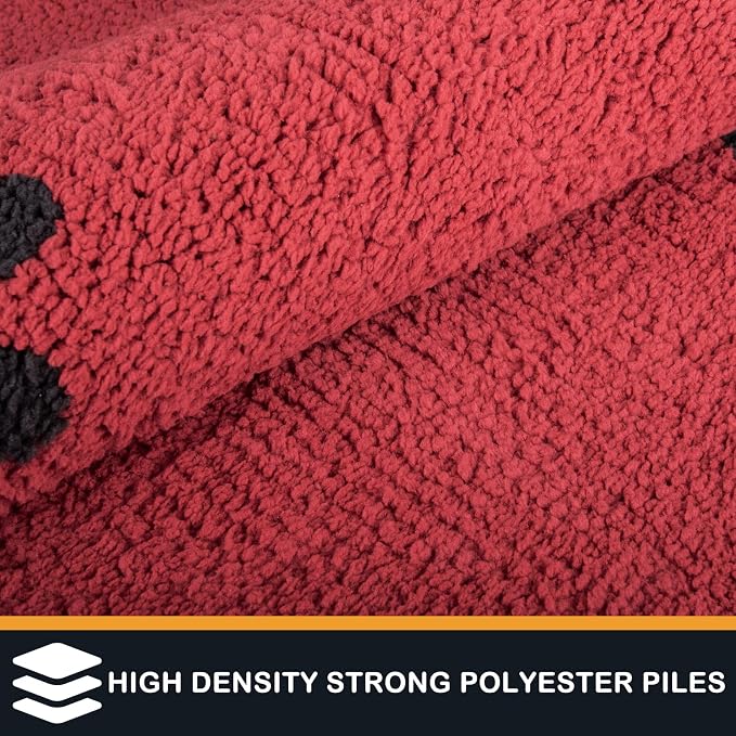 PURRUGS Dirt Trapping Door Mat 20" x 31.5", Non-Skid/Slip Machine Washable Microfiber Entrance Rug, Shoes Scraper, Dog Doormat, Super Absorbent Floor Mat for Muddy Wet Shoes and Paws, Red
