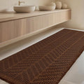 Extra Large Waffle Bath Mat, Boho Woven Modern Bath Rug Absorbent Non Slip, Ultra Soft Bathroom Mats, Machine Washable Knit Bath Rugs with Herringbones for Bathroom, Bedroom, Kitchen, 6'x2', Brown