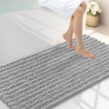 Smiry Bathroom Rugs Mat 44x24, Extra Soft Absorbent Chenille Bath Rugs, Non Slip Rubber Backing Machine Washable Quick Dry Bath Mats for Bathroom Floor, Tub, Shower, Home Decor Accessories, Light Grey