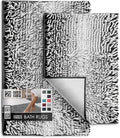Hearth & Harbor Bathroom Rugs, Chenille Bath Mat - Machine Washable Bath Mats for Bathroom Non-Slip Backing Rubber, Quick Dry Bathroom Mat, 17 x 24 + 20 x 32 - Ombre Black