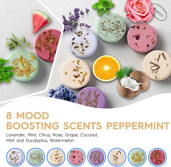 Shower Steamers Aromatherapy Mothers Day Gifts 8 Pack Shower Bombs Fruit Scents with Essential Oils, Birthday Gifts for Girlfriend, Her, Men, Mom, Teens, Self Care Relaxation Home SPA Stress Relief
