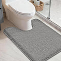 COSY HOMEER Toilet Rugs U-Shaped 24"x20",Soft Absorbent Bath Mat with Non-Slip TPR Backing, Machine Washable Shaggy Bath Rug for Toilet,Grey