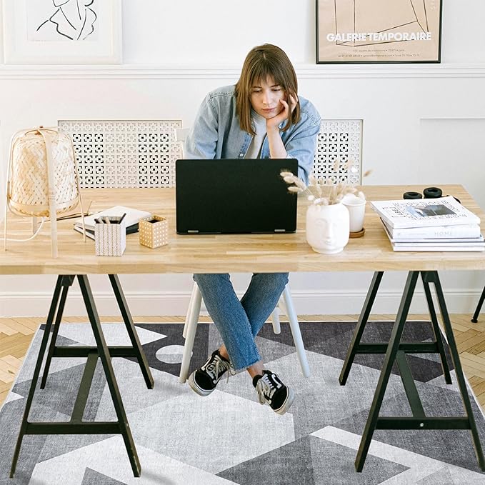 Office Chair Mat for Hardwood Floor, 48"x36" Easy Glide Computer Desk Mat Protector for Rolling Chair Under Desk Rug Nonslip Backing, Machine Wash (Modern)